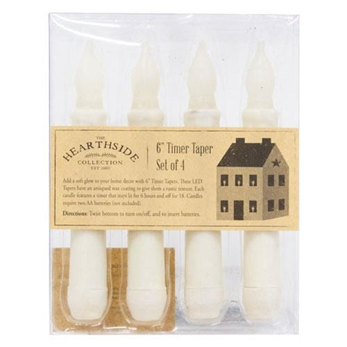 Package of 4 Ivory Timer Tapers - Countryside Home Decor Rustic Farmhouse Decor