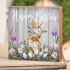 Happy Easter Spring Floral Box Sign - Countryside Home Decor
