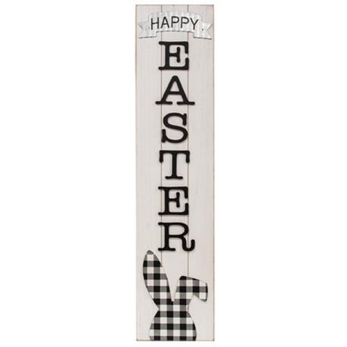 Buffalo Check Bunny Happy Easter Sign with Easel - Countryside Home Decor