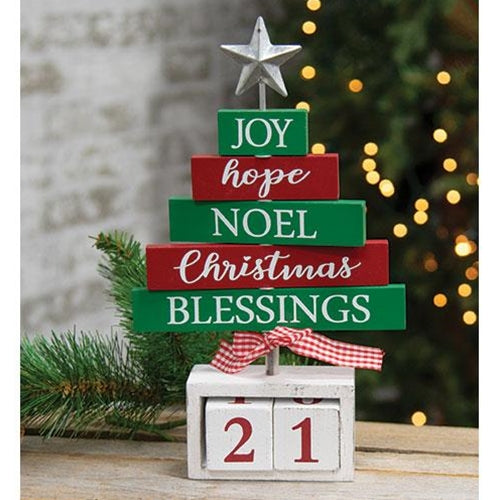 Wooden Christmas Blessings Countdown Tree