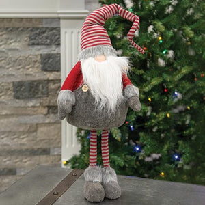Large Standing Plush Red & Gray Gnome Santa
