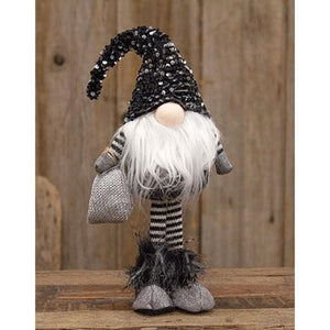 Large Standing Santa Gnome with Black & Silver Hat - Countryside Home Decor