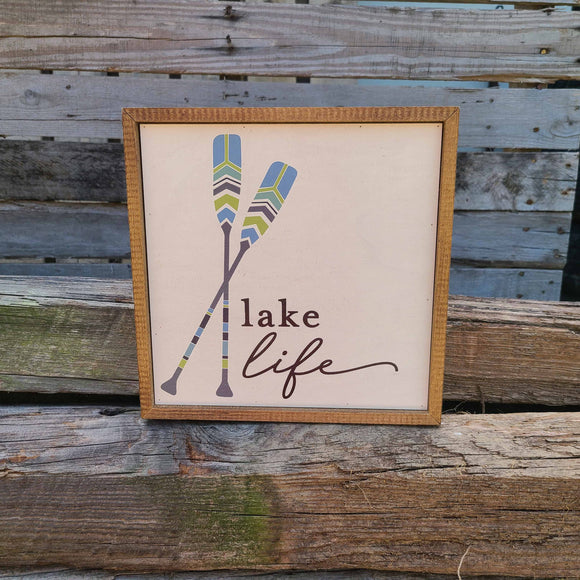 Lake Life Sign With Paddles Farmhouse Sign