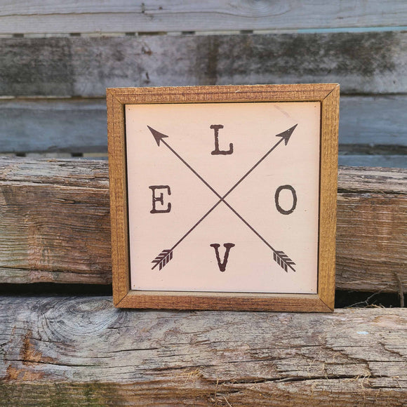 Love Sign With Arrows - Valentine Sign - Farmhouse Sign or Sitting Box