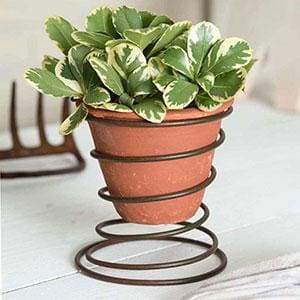 Bedspring Caddy with Terra Cotta Pot - Box of 2 - Countryside Home Decor
