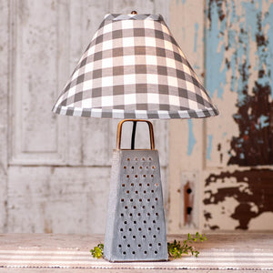 Cheese Grater Lamp with Gray Check Shade