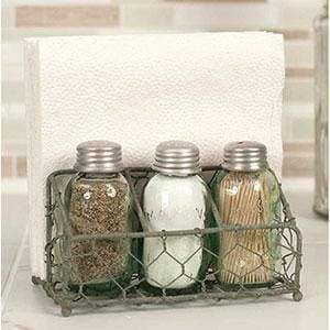 Chicken Wire Salt Pepper and Napkin Caddy - Countryside Home Decor