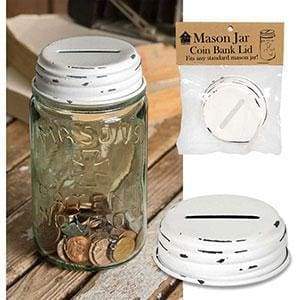 Coin Bank Mason Jar Lid - White - Box of 4 - Countryside Home Decor