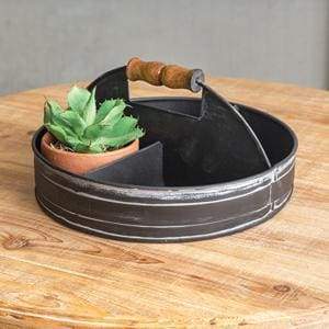 Divided Tray with Wood Handle - Black - Countryside Home Decor