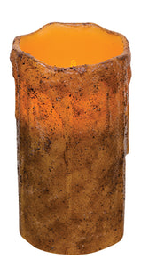 6" Burnt Mustard Drip Pillar - Countryside Home Decor Rustic Farmhouse Decor