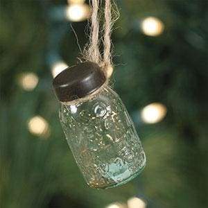 Glass Mini Mason Jar Hanging Christmas Ornament - Box of 6 - Countryside Home Decor