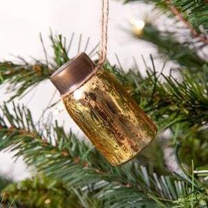 Glass Mini Mason Jar Hanging Christmas Ornament - Mercury Gold - Box of 6 - Countryside Home Decor