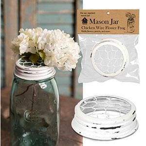 Mason Jar Chicken Wire Flower Frog Lid - White - Box of 6 - Countryside Home Decor