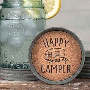 Mason Jar Lid Coaster - Happy Camper - Box of 4 - Countryside Home Decor