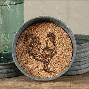 Mason Jar Lid Coaster - Rooster - Box of 4 - Countryside Home Decor