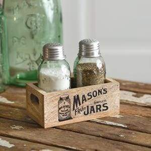 Mason's Jars Wooden Salt & Pepper Caddy - Box of 2 - Countryside Home Decor