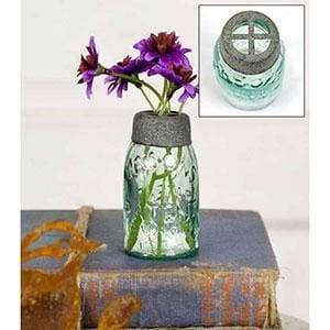 Mini Mason Jar With Flower Frog - Box of 6 - Countryside Home Decor