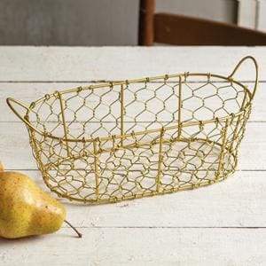 Oval Chicken Wire Basket with Handles - Gold - Countryside Home Decor