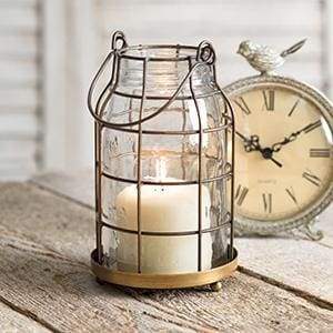 Quart Mason Jar Candle Cage - Antique Brass - Countryside Home Decor