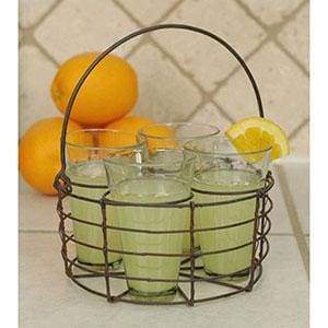 Round Wire Caddy with Four Glasses - Countryside Home Decor