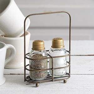Salt and Pepper Carrier - Antique Brass - Box of 2 - Countryside Home Decor