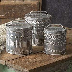Set of Three Boho Patterned Canisters - Countryside Home Decor