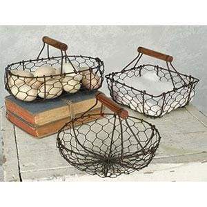 Set of Three Chicken Wire Baskets - Countryside Home Decor