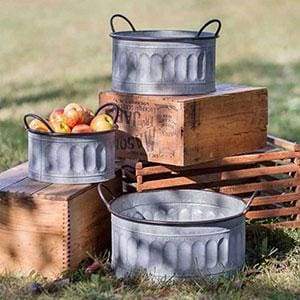 Set of Three Galvanized Apple Baskets - Countryside Home Decor