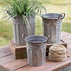 Set of Three Tall Garden Pails - Countryside Home Decor