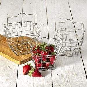 Set of Three Wire Gathering Baskets - Square - Countryside Home Decor