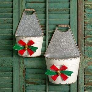 Set of Two Holiday Bow Caddies - Countryside Home Decor