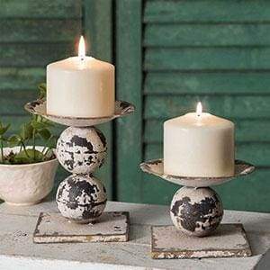 Set of Two Spheres Pillar Candle Holders - Countryside Home Decor