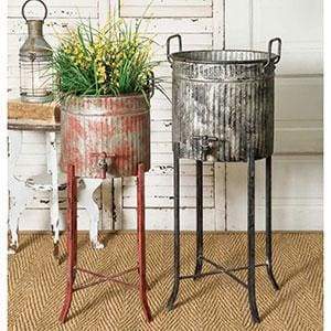 Set of Two Spigot Tubs with Stands - Countryside Home Decor