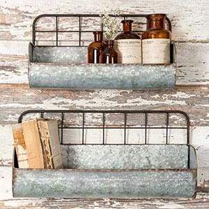 Set of Two Wire Back Wall Bins - Countryside Home Decor