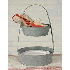 Two-Tier Metal Tote - Barn Roof - Countryside Home Decor