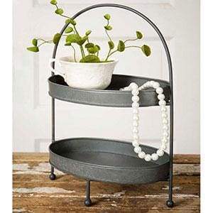 Two-Tier Metal Tray - Countryside Home Decor