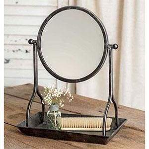 Vanity Tray with Round Mirror - Countryside Home Decor