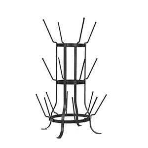 A tall, elegant rack inspired by a wine bottle design, perfect for displaying small glassware; ideal for creative home decor.