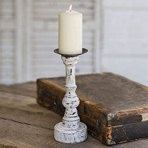 Wood Pillar Candle Holder with Round Base - Countryside Home Decor