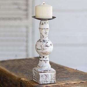 Wood Pillar Candle Holder with Square Base - Countryside Home Decor